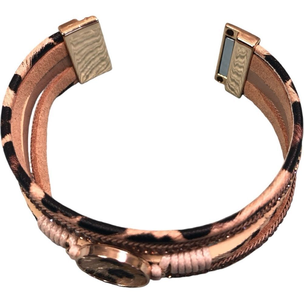 Leopard And Rhinestone Multilayer Strand Bracelet - Picture 7 of 10